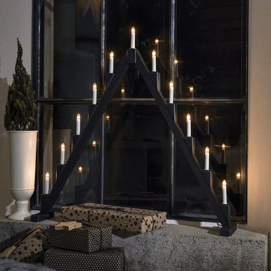 Adventstake 11 armet sammenleggbar-Julebelysning adventsstake-Konstsmide-Svart / Messing-3592-710-Lightup.no