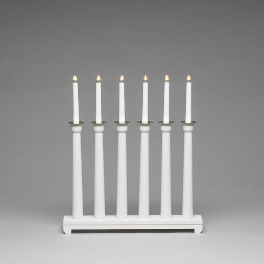 Adventstake 6 armet metall-Julebelysning adventsstake-Konstsmide-Hvit-3976-210-Lightup.no