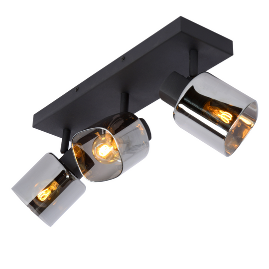 Alion taklampe 3 - Røykfarget/Svart-Taklamper-Lucide-Svart / Røyk-LC17999/03/30-Lightup.no