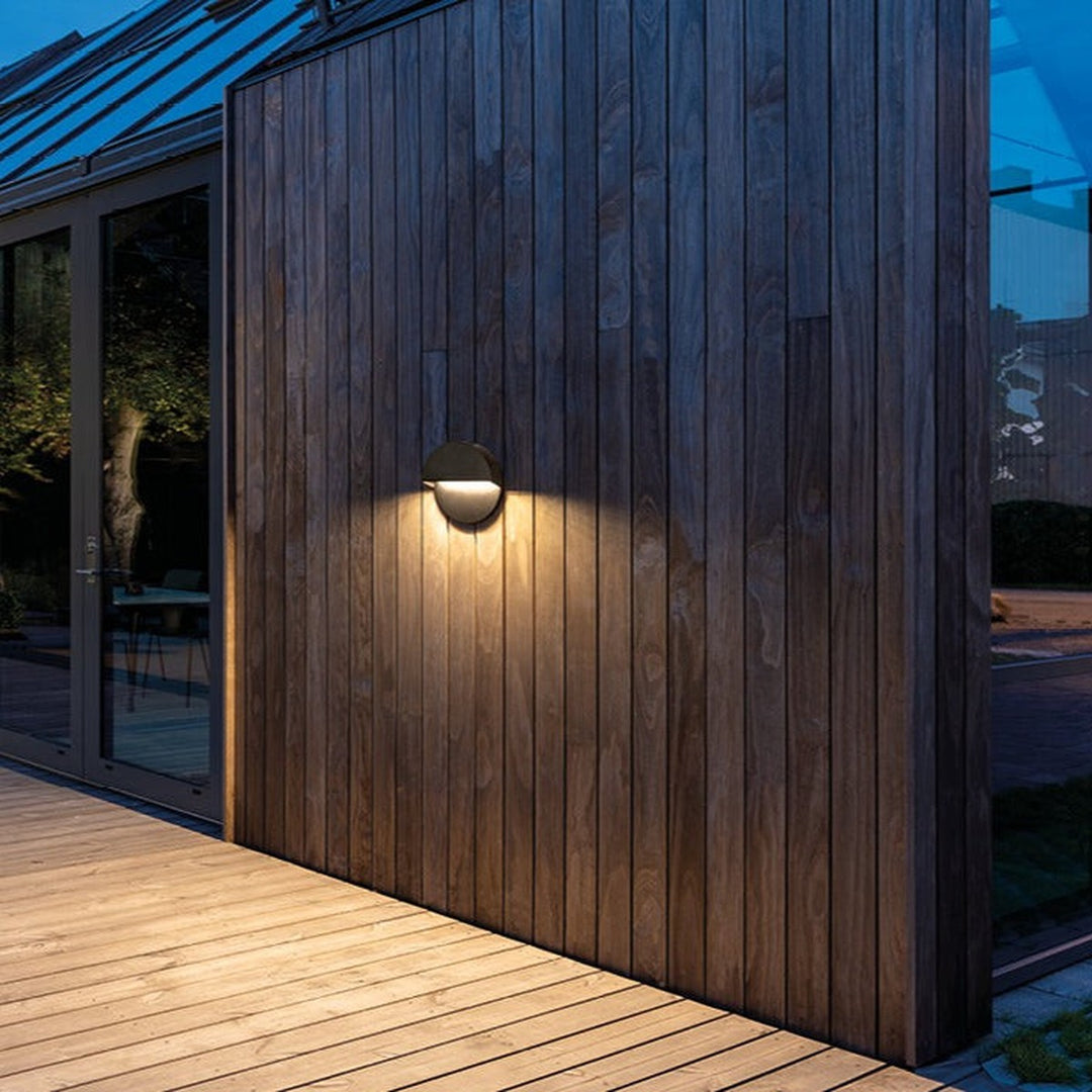 Arlon round vegglampe utendørs 10W 3000 Kelvin IK10 IP65 - Dimbar-Utebelysning vegg opp og ned-Sg Armaturen As-Svart-3133989-Lightup.no