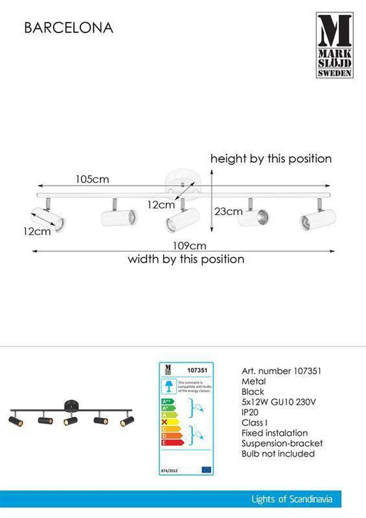 Barcelona spottskinne-Spotskinner 230V-Marksløjd-Svart-Mrk-107351-Lightup.no