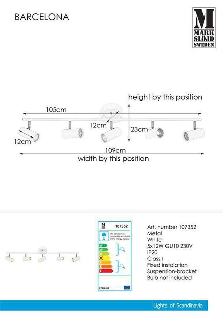 Barcelona spottskinne hvit - Hvit-Spotskinner 230V-Marksløjd-Hvit-Mrk-107352-Lightup.no