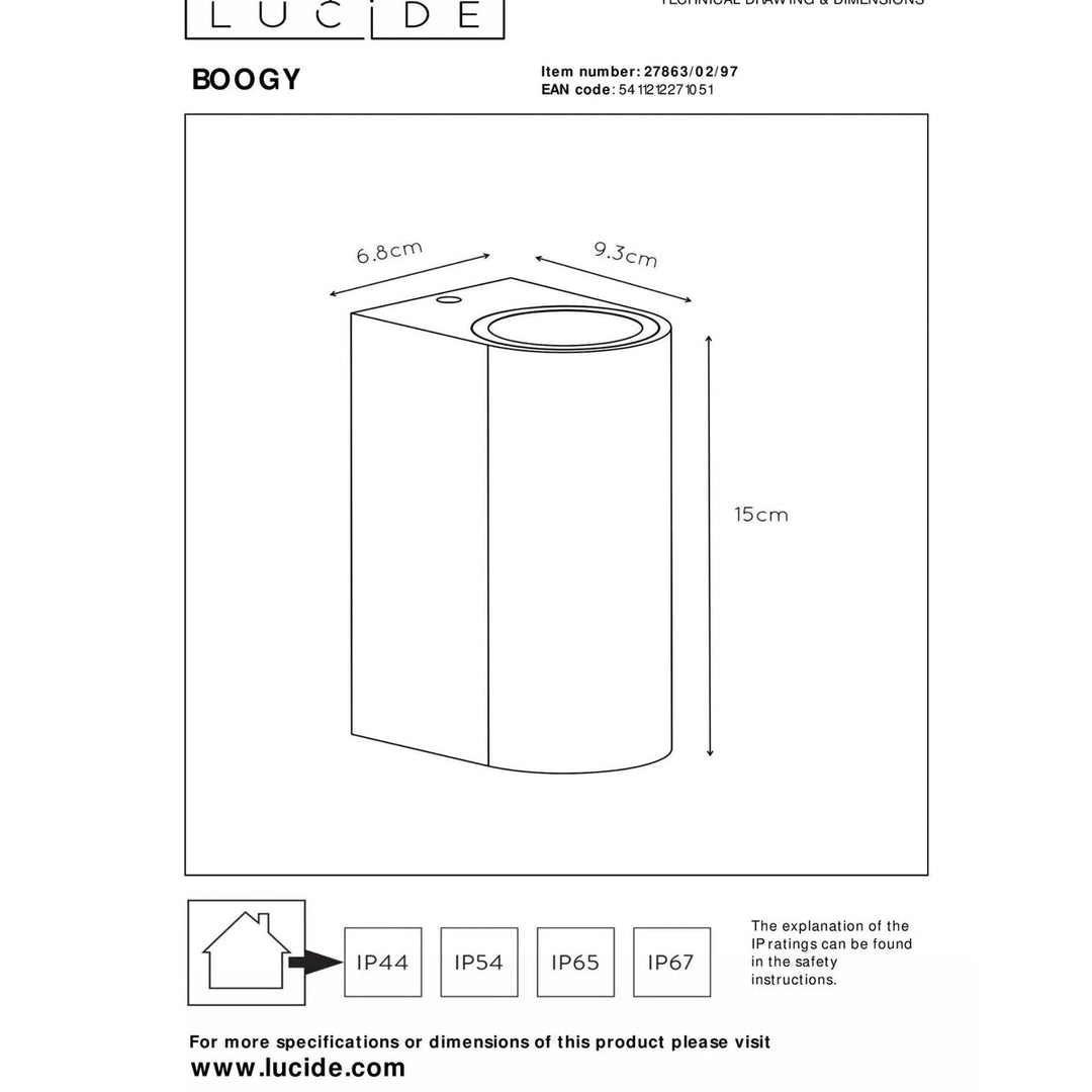 Boggy vegglampe opp/ned utendørs IP44 GU10-Utebelysning vegg opp og ned-Lucide-Brun-LC27863/02/97-Lightup.no