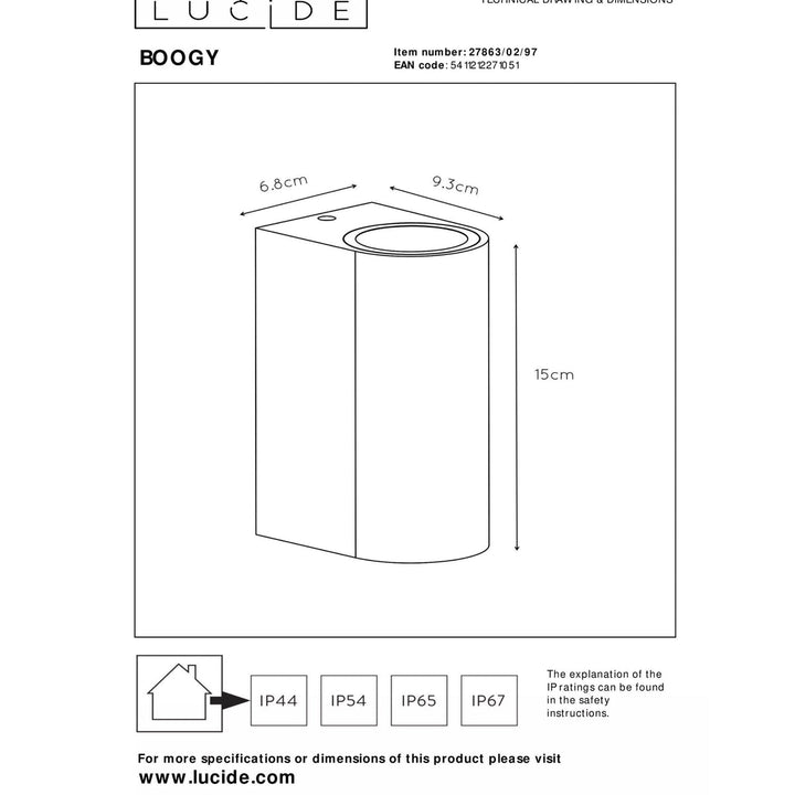 Boggy vegglampe opp/ned utendørs IP44 GU10-Utebelysning vegg opp og ned-Lucide-Brun-LC27863/02/97-Lightup.no