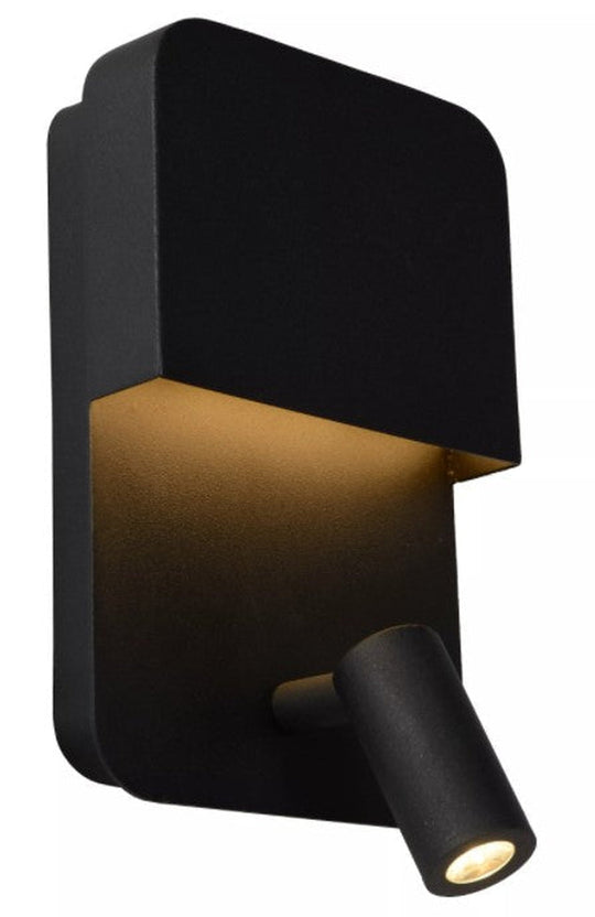 Boxer vegglampe 10W 3000 Kelvin m/USB - Svart-Vegglamper-Lucide-Svart-LC79200/08/30-Lightup.no