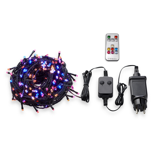 Choice lysslynge utendørs 20 meter IP44 m/fjernkontroll - Flerfarget - Svart-Julebelysning juletrelys og slynger-Marksløjd-Svart-Mrk-705337-Lightup.no