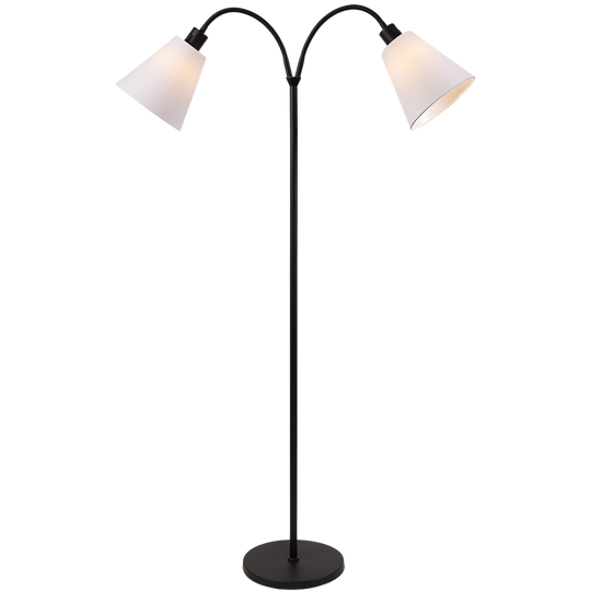 Connie gulvlampe 2 lys med lampeskjerm-Gulvlamper-Ms - belysning-Svart/Hvit-9400504131+9400683403-Lightup.no