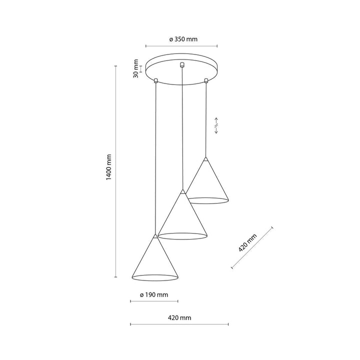 Cono rondell takpendel 3-lys-Takpendler-TK Lighting-Svart-TK-10067-Lightup.no