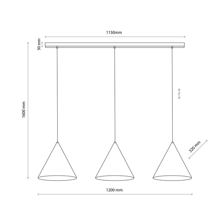Cono takpendel 3-lys-Takpendler-TK Lighting-Svart-TK-10060-Lightup.no