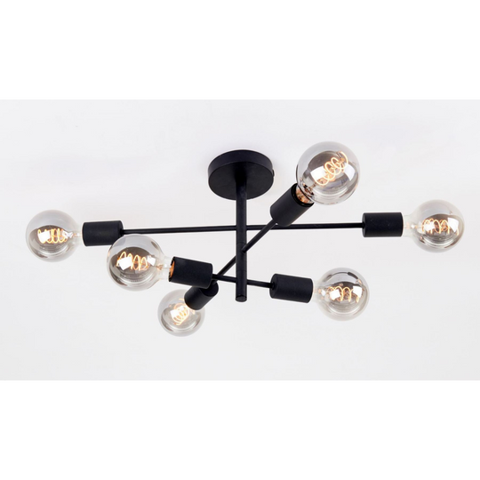 Cross taklampe 6 lys - Svart-Taklamper-Ms - belysning-Svart-9400305221-Lightup.no