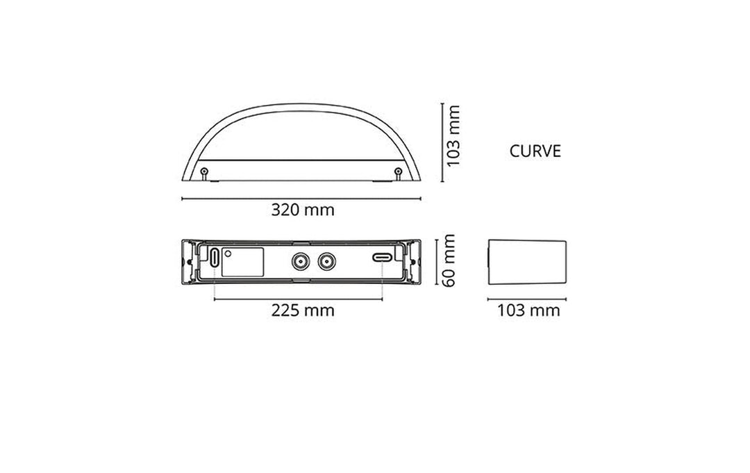 Curve vegglampe opp/ned 10W 2700K dimbar IP65-Utebelysning vegg opp og ned-Sg Armaturen As-Grafitt-3100122-Lightup.no
