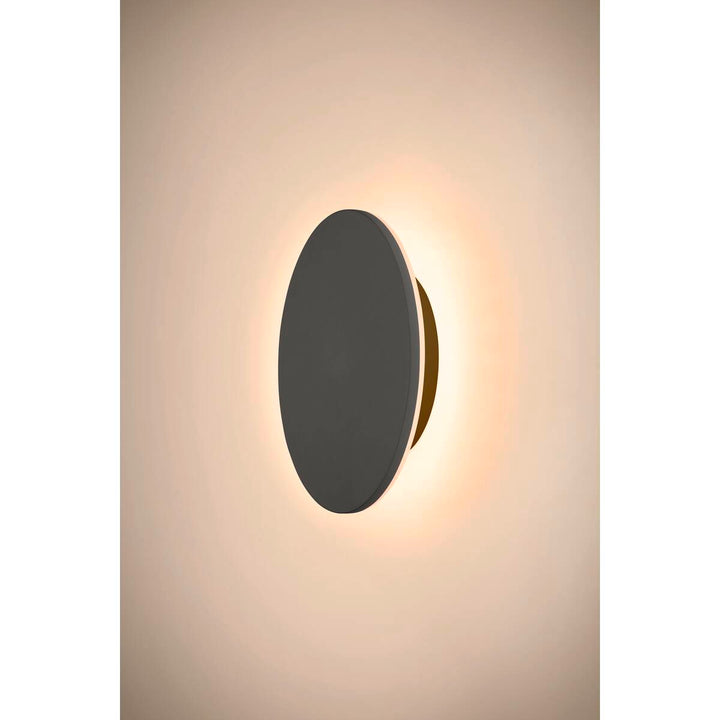 D-ring 25 cm vegglampe utendørs 15W 2700/3000 kelvin IP65 - dimbar-Utebelysning vegg veggskjold-Slv-Svart-slv-1007913-Lightup.no