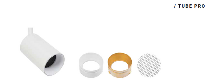 Designline Tube Pro komplett 1,9 meter spotskinne med 4 spotter GU10 - Hvit-Spotskinner 230V-Antidark-Hvit-3-311-20-1+4-311-01-1+2-312-01-1-Lightup.no