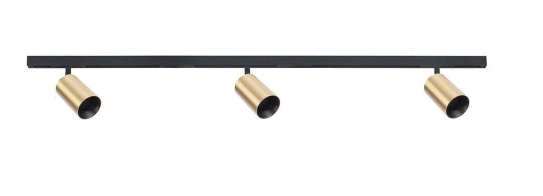 Designline Tube Pro komplett 1.9 meter spotskinne med 3 spotter GU10 - Svart/Messing-Spotskinner 230V-Antidark-Svart / Messing-3-311-20-2+4-311-01-2+2-312-01-4+3-Lightup.no
