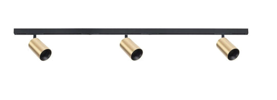 Designline Tube Pro komplett 1.9 meter spotskinne med 3 spotter GU10 - Svart/Messing-Spotskinner 230V-Antidark-Svart / Messing-3-311-20-2+4-311-01-2+2-312-01-4+3-Lightup.no