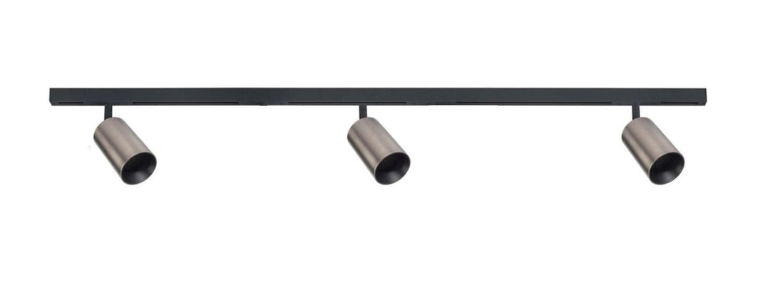 Designline Tube Pro komplett 1.9 meter spotskinne med 3 spotter GU10 - Svart/Titanium-Spotskinner 230V-Antidark-Svart-3-311-20-2+4-311-01-2+2-312-01-9+3-Lightup.no