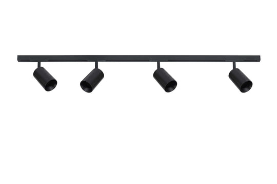 Designline Tube Pro komplett 1.9 meter spotskinne med 4 spotter GU10 - Svart-Spotskinner 230V-Antidark-Svart-3-311-20-2+4-311-01-2+2-312-01-2-Lightup.no