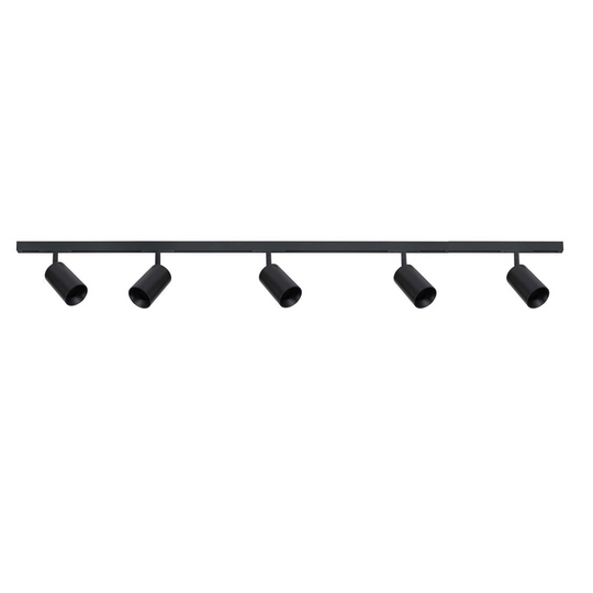 Designline Tube Pro komplett 1.9 meter spotskinne med 5 spotter GU10 - Svart-Spotskinner 230V-Antidark-Svart-3-311-20-2+4-311-01-2+2-312-01-2-5-Lightup.no