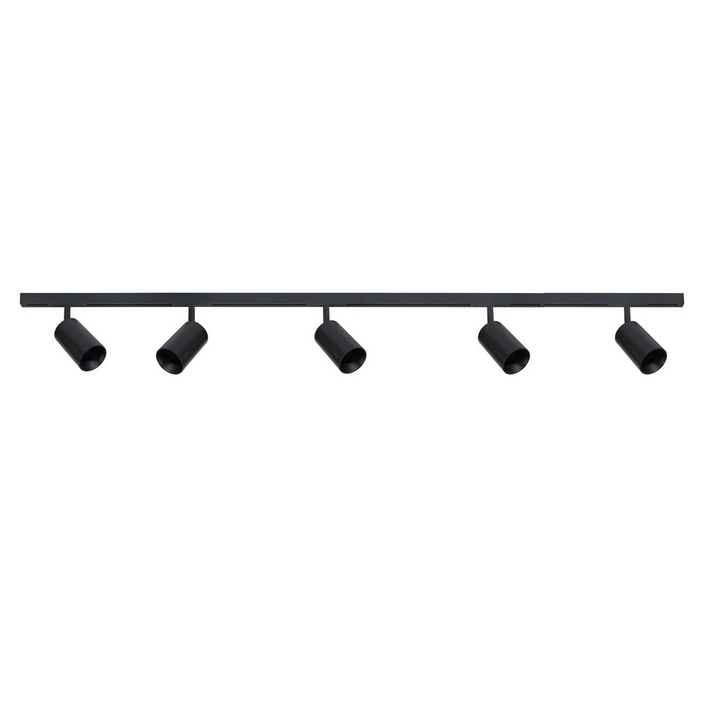 Designline Tube Pro komplett 1.9 meter spotskinne med 5 spotter GU10 - Svart-Spotskinner 230V-Antidark-Svart-3-311-20-2+4-311-01-2+2-312-01-2-5-Lightup.no