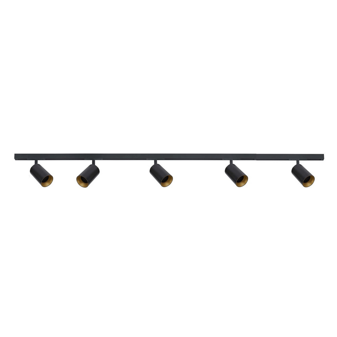 Designline Tube Pro komplett 1.9 meter spotskinne med 5 spotter GU10 - Svart-Spotskinner 230V-Antidark-Svart-3-311-20-2+4-311-01-2+2-312-01-2-5-Lightup.no