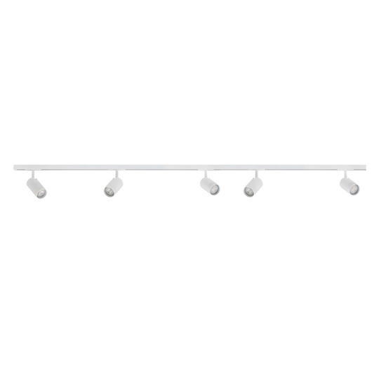Designline Tube komplett 1,9 meter spotskinne med 5 spotter GU10 - Hvit-Spotskinner 230V-Antidark-Hvit-2-311-01-1+3-311-00-1+3-311-20-1+4-311-01-1+5-Lightup.no