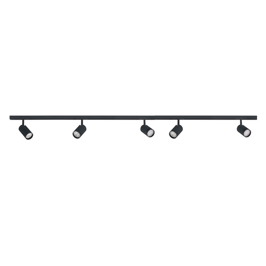 Designline Tube komplett 1.9 meter spotskinne med 5 spotter GU10 - Svart-Spotskinner 230V-Antidark-Svart-2-311-01-2+3-311-00-2+3-311-20-2+4-311-01-2+5-Lightup.no
