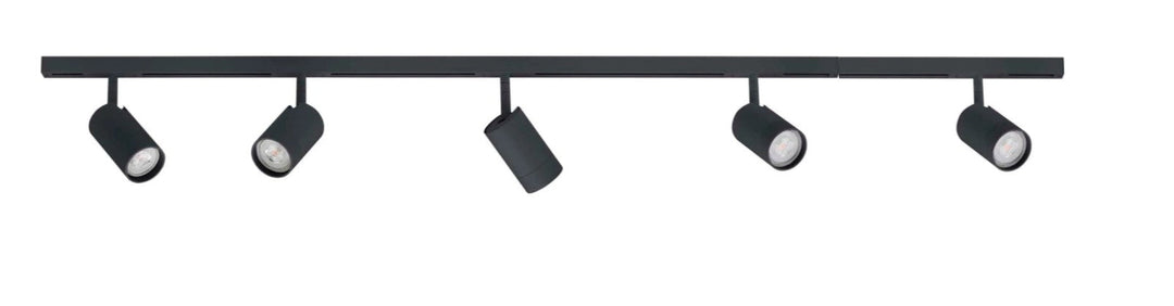 Designline Tube komplett 1.9 meter spotskinne med 5 spotter GU10 - Svart-Spotskinner 230V-Antidark-Svart-2-311-01-2+3-311-00-2+3-311-20-2+4-311-01-2+5-Lightup.no