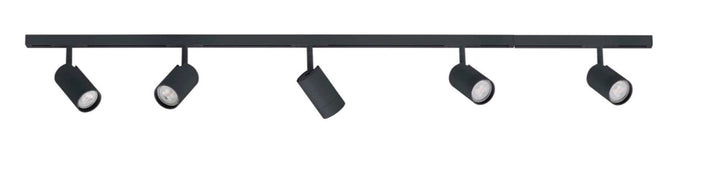 Designline Tube komplett 1.9 meter spotskinne med 5 spotter GU10 - Svart-Spotskinner 230V-Antidark-Svart-2-311-01-2+3-311-00-2+3-311-20-2+4-311-01-2+5-Lightup.no