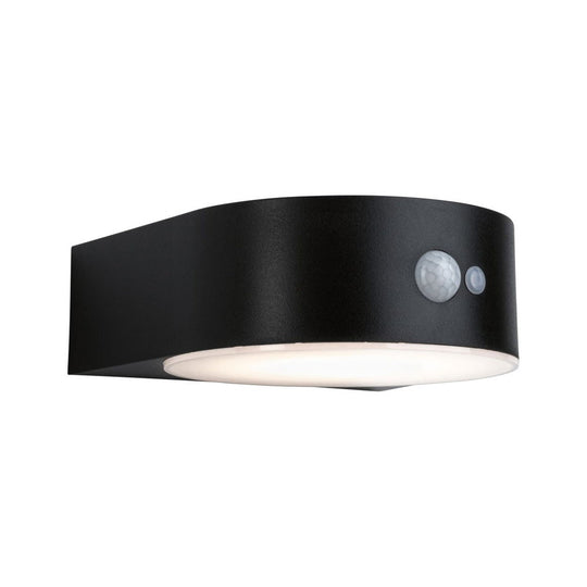 Eileen vegglampe utendørs 5,5W 3000 Kelvin m/bevegelses sensor - Solcelle-Utebelysning vegg opp og ned-Paulmann-Svart-Pl-94570-Lightup.no