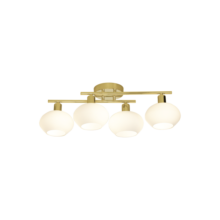 Elba taklampe 4 lys IP44/IP23-Taklamper-Aneta Lighting-Messing/Hvit-16301-25-Lightup.no