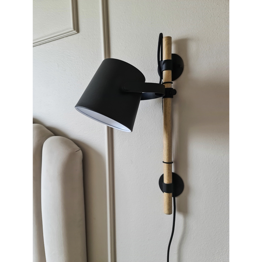 Espresso vegglampe - Svart/tre-Vegglamper-Aneta Lighting-Svart-10953-15-Lightup.no