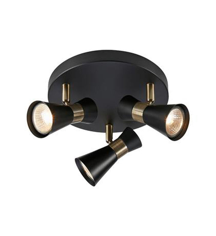 Folie taklampe 3-spot - Svart/Antikk messingfarget - Svart / Messing-Taklamper-Marksløjd-Svart / Messing-Mrk-108626-Lightup.no