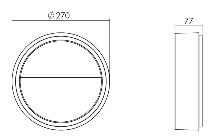 Frame round vegglampe 7W 3000 Kelvin IP66 Dimbar-Utebelysning vegg veggskjold-Sg Armaturen As-Svart-3101192-Lightup.no