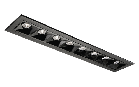 Inspire R 300 innfelt downlight 8 lys 15W RA98 3000K dimbar-Downlight lavtbyggende-Sg Armaturen As-Svart-3203534-Lightup.no