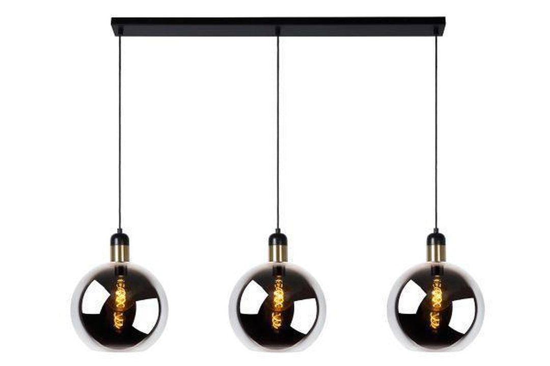 Julius takpendel 3 lys skinne - Røykfarget glass-Takpendler-Lucide-Røyk-LC34438/03/65-Lightup.no