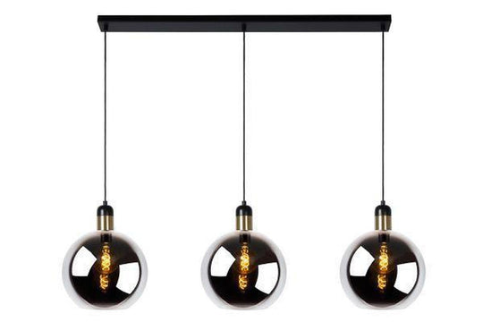 Julius takpendel 3 lys skinne - Røykfarget glass-Takpendler-Lucide-Røyk-LC34438/03/65-Lightup.no