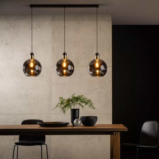 Julius takpendel 3 lys skinne - Røykfarget glass-Takpendler-Lucide-Røyk-LC34438/03/65-Lightup.no