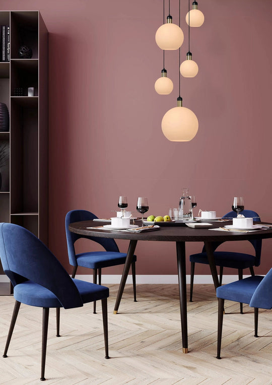 Julius takpendel rondell 5 lys - Opalglass-Takpendler-Lucide-Messing / Opal-LC34438/05/61-Lightup.no