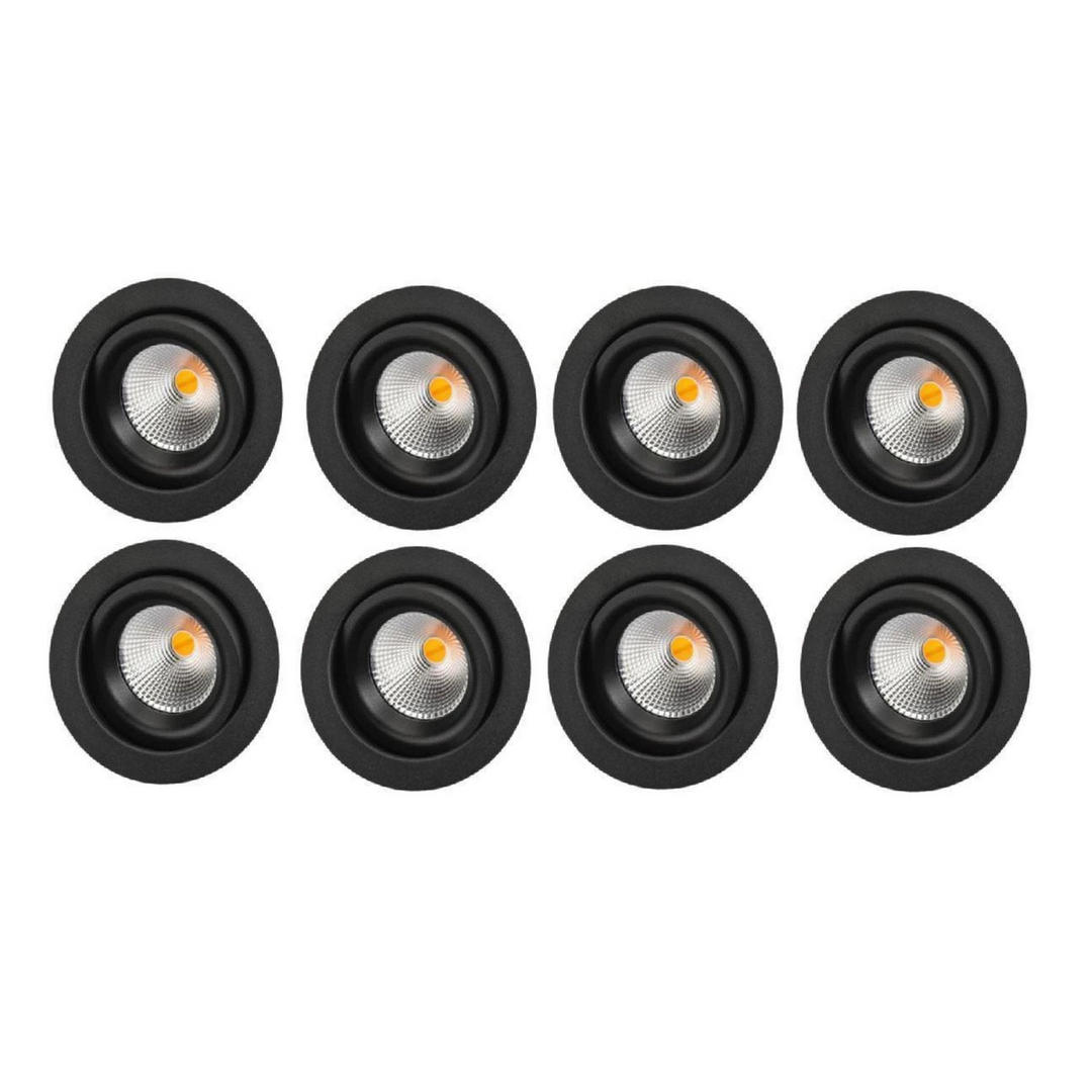 Junistar Eco IsoSafe 8 pack 6W LED 2000-2800K dimtowarm-Downlight lavtbyggende-Sg Armaturen As-Svart-3201880*-Lightup.no