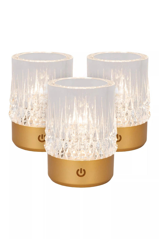 Lily oppladbar bordlampe 3W 2700/3000 Kelvin 3-pakning - Dimbar-Bordlamper-Lucide-Gullfarget-LC46520/03/02-Lightup.no