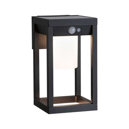 Marisol vegglampe utendørs 5,5W 3000 Kelvin m/bevegelses sensor - Solcelle-Utebelysning vegg klassisk-Paulmann-Svart-Pl-94572-Lightup.no
