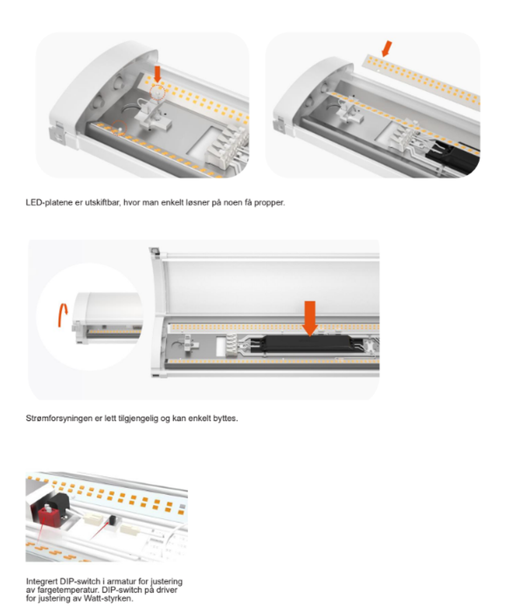 Mega Batten lysarmatur 47W 3000/4000K IP44 - 151 cm-Taklamper-NorDesign-Hvit-511511005-Lightup.no