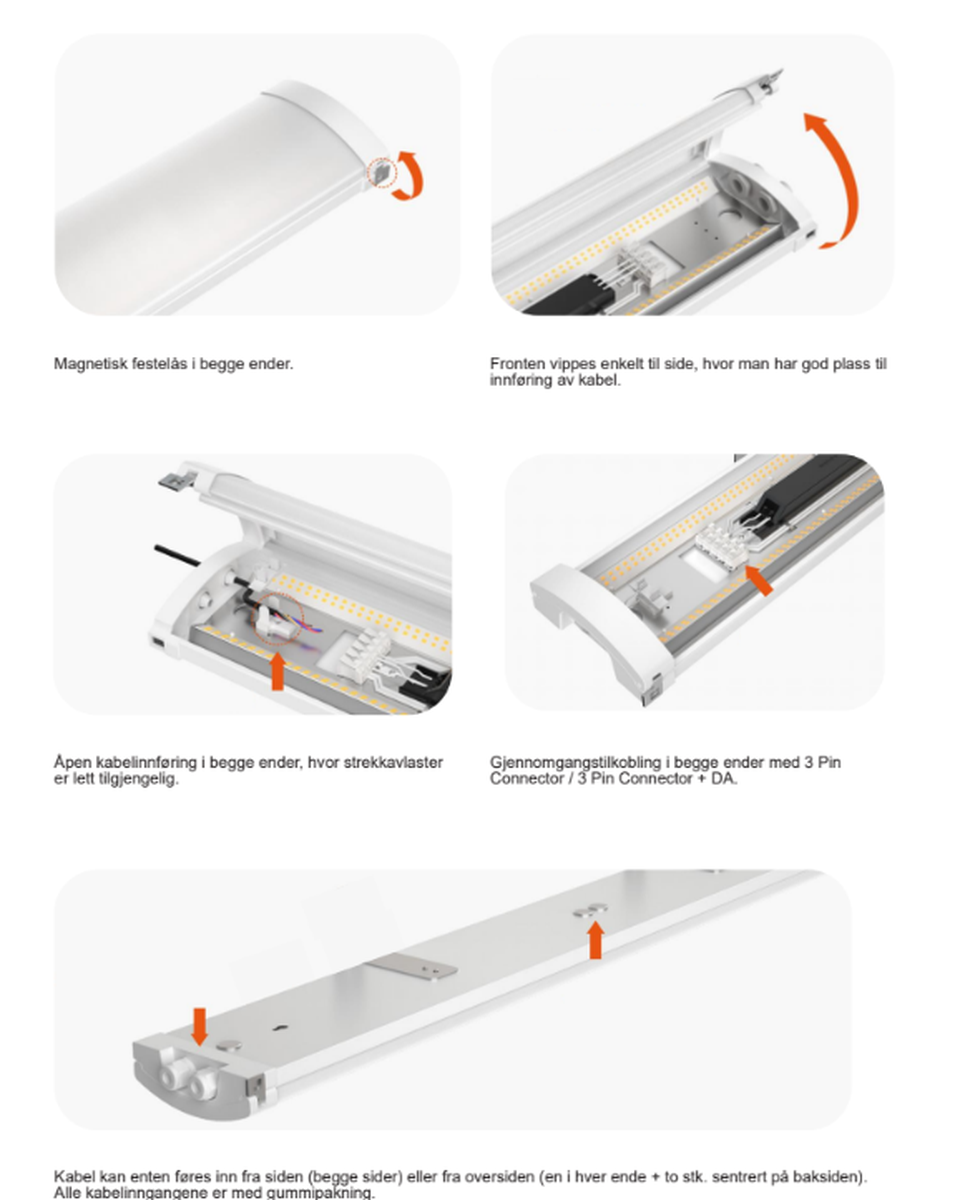 Mega Batten lysarmatur 47W 3000/4000K IP44 - 151 cm-Taklamper-NorDesign-Hvit-511511005-Lightup.no