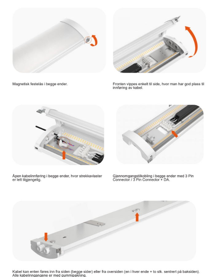 Mega Batten lysarmatur 47W 3000/4000K IP44 - 151 cm-Taklamper-NorDesign-Hvit-511511005-Lightup.no