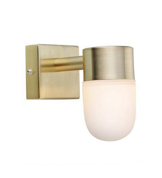 Menton vegglampe IP44 - Messing/opalhvit - Messing / Opal-Baderomsbelysning vegglamper-Marksløjd-Messing / Opal-Mrk-106374-Lightup.no