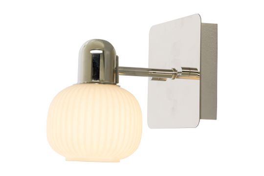 Messina vegglampe-Baderomsbelysning vegglamper-Aneta Lighting-Krom / Opal-10905-20-Lightup.no