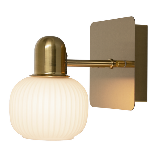 Messina vegglampe-Baderomsbelysning vegglamper-Aneta Lighting-Messing / Opal-10905-25-Lightup.no