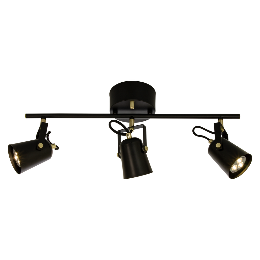 Metz taklampe 3 spotter-Taklamper-Aneta Lighting-Svart / Messing-76101-15-Lightup.no