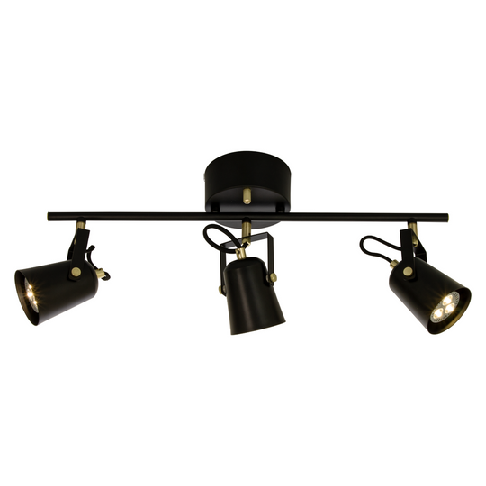 Metz taklampe 3 spotter-Taklamper-Aneta Lighting-Svart / Messing-76101-15-Lightup.no