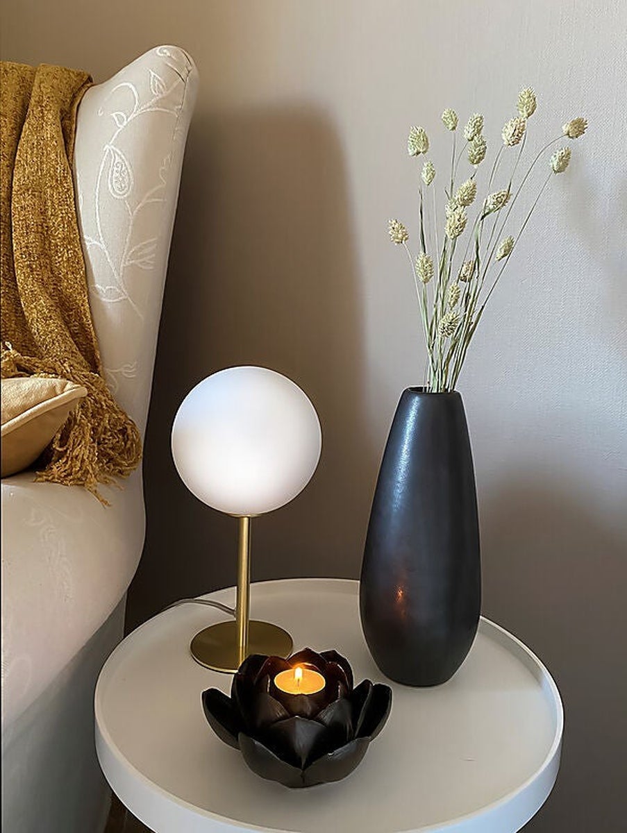 Molekyl bordlampe 27 cm-Bordlamper-Aneta Lighting-Messing / Opal-68909-25-Lightup.no